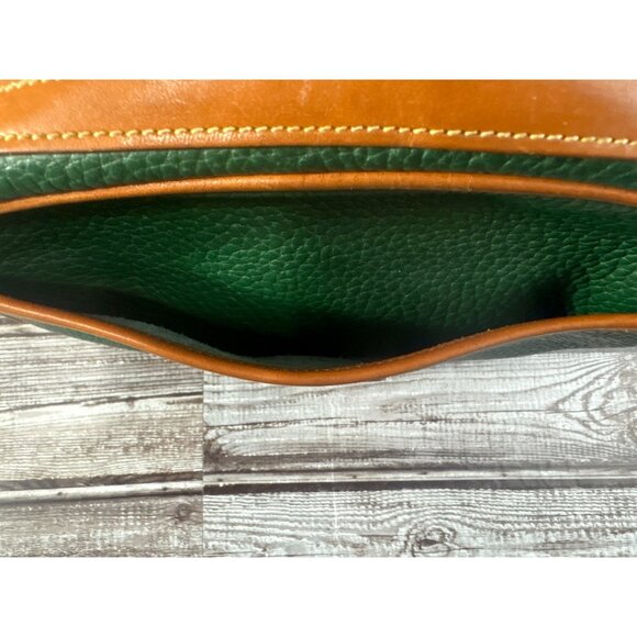 Dooney & Bourke Kilty All Weather Pebbled Crossbody Bag color green tan vintage - Picture 3 of 9